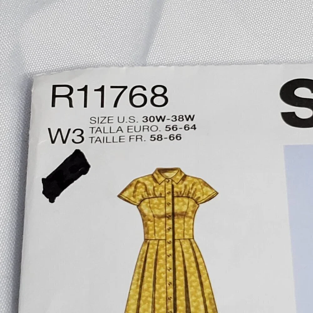 Simplicity R11768 Womens Dress Sewing Pattern W3 30W-38W Plus Size UNCUT